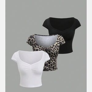 NWT No Label Size M 3pc Ruched Sweetheart Neck Shirt Set